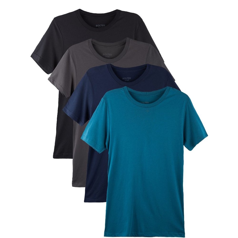 4-Pack Men's 100% Cotton Crewneck T-shirts 3001c C. Basics New NWB
